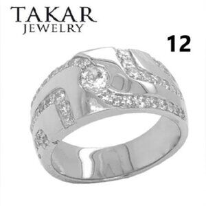 Takar Jewelry - Men's Trails of CZ Ring in Sterling Silver. Size: 12. NIB